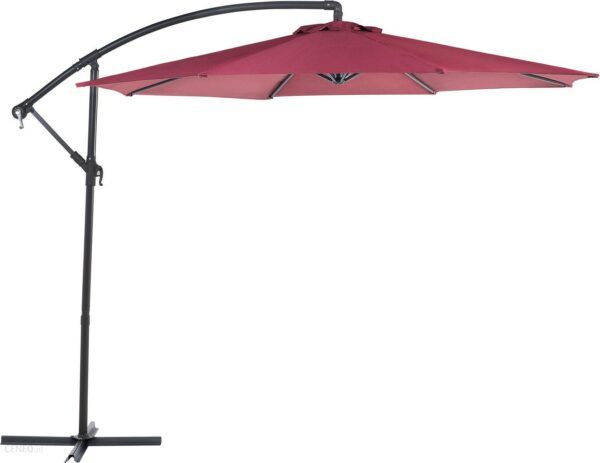 Beliani Parasol ogrodowy na wysięgniku 300 cm stalowa rama czerwony Ravenna