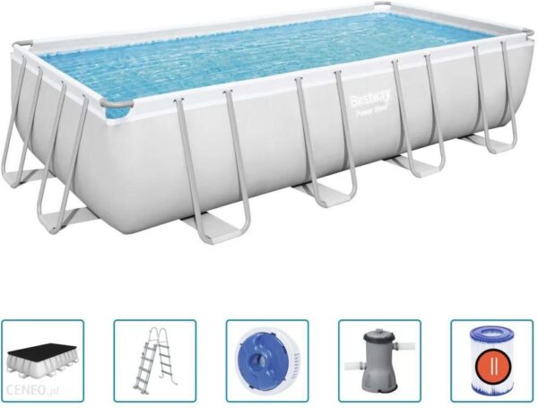 Bestway Basen Power Steel Z Zestawem Prostokątny 488X244X122cm