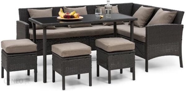 Blumfeldt Titania Dining Lounge Set Komplet Mebli Ogrodowych Czarny Brązowy