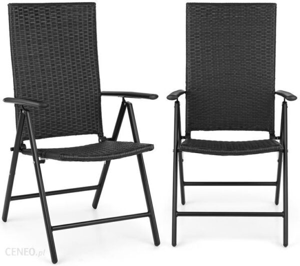 Estoril Fotel Ogrodowy Polirattan Aluminium 7-Stopniowa Czarny