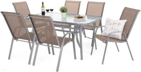Home&Garden Meble Metalowe Sevilla Silver/Taupe 6+1