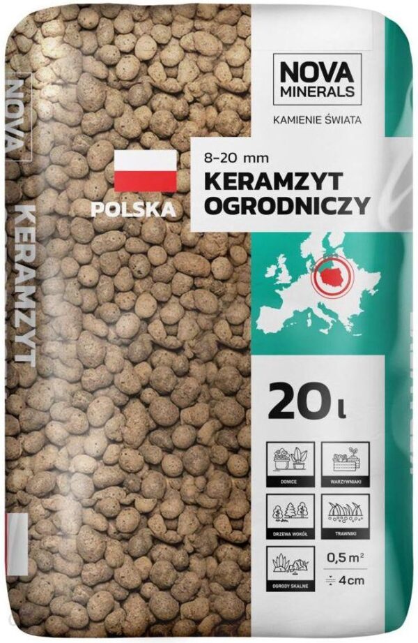 Keramzyt Ogrodniczy 20 L 8-20mm Brązowy