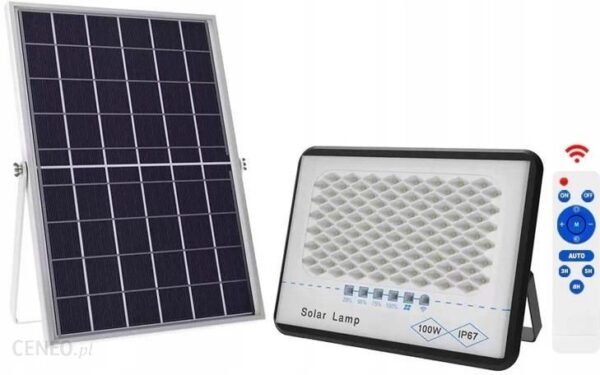 LAMPA HALOGEN LATARNIA SOLARNA Z PILOTEM 100W LED