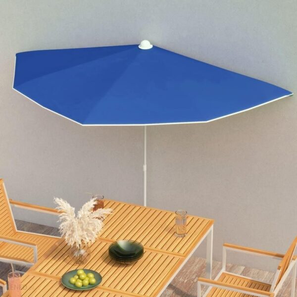 Lumarko Półokrągły Parasol Ogrodowy Na Słupku 180X90cm Lazurowy
