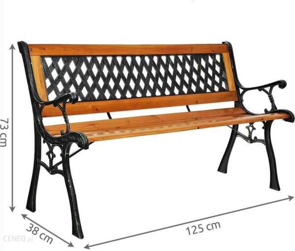Malatec Ławka Ogrodowa Parkowa Ozdobna Drewno Metal 125Cm