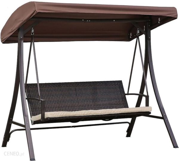 Merkury Market Huśtawka Technorattan Z Poduszką 193Cm Brąz