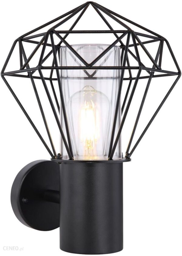 Ogrodowa Lampa Ścienna Horace 31355 Globo Elewacyjna Oprawa Druciana Zewnętrzna Outdoor Ip44 Czarna