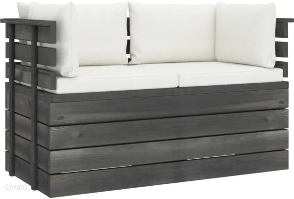 Ogrodowa Sofa 2-Osobowa Z Palet Z Poduszkami Drewno Sosnowe