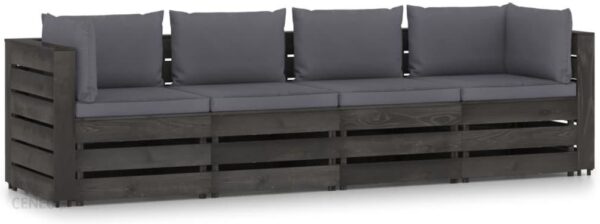 Ogrodowa Sofa 4-Os. Z Poduszkami Impregnowane Na Szaro Drewno