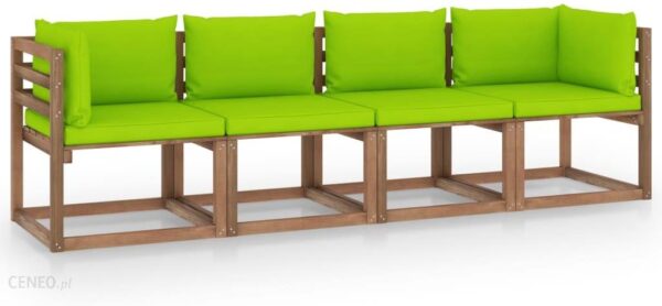 Ogrodowa Sofa 4-Osobowa Z Palet Z Poduszkami Drewno Sosnowe