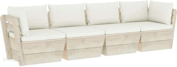 Ogrodowa Sofa 4-Osobowa Z Palet Z Poduszkami Drewno Świerkowe