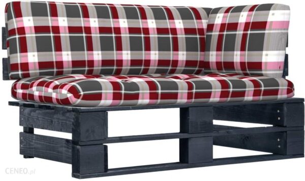 Ogrodowa Sofa Narożna Z Palet Czarna Drewno Sosnowe