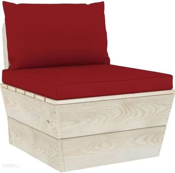 Ogrodowa Sofa Środkowa Z Palet Poduszki Impregnowany Świerk