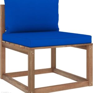 Ogrodowa Sofa Środkowa Z Palet Z Niebieskimi Poduszkami