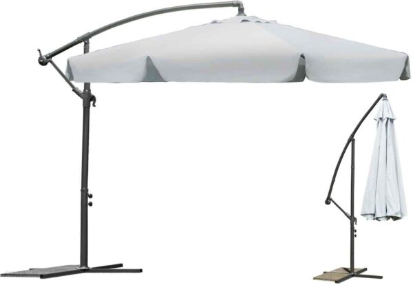 Parasol Ogrodowy Składany 6 Segmentów Szary 350cm