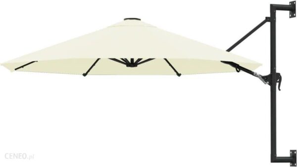 Parasol Ścienny Na Metalowym Słupku 300cm Piaskowy