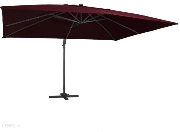 Parasol Wiszący Z Led Bordowy 400X300cm