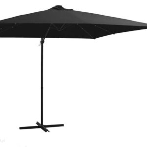 Parasol Wiszący Z Led I Stalowym Słupkiem 250X250cm Czarny