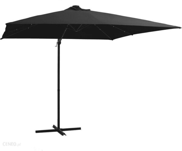 Parasol Wiszący Z Led I Stalowym Słupkiem 250X250cm Czarny