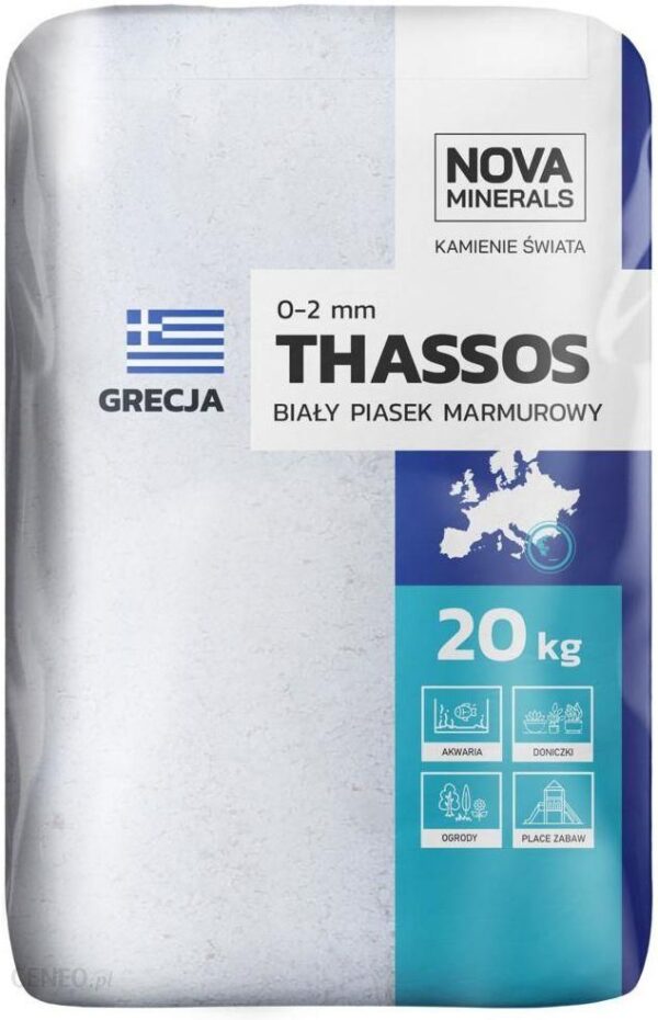 Piasek Marmurowy Thassos 20 Kg 0 - 2mm Biały Nova Minerals