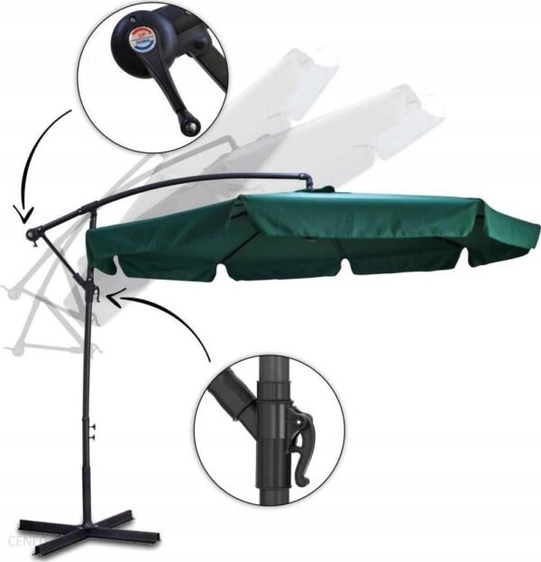 Plonos Parasol Ogrodowy Składany 8 Segmentów Zielony 350cm