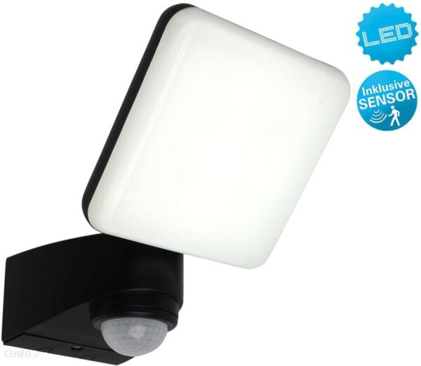 Regulowana Lampa Kinkiet Jaro 1079997 Nave Metalowa Oprawa Elewacyjna Led 10W 4000K Outdoor Z Czujnikiem Ip54 Czarny Biały