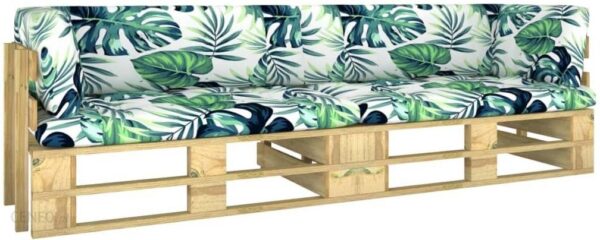 Sofa 2-Os. Z Palet Z Poduszkami W Liście Impregnowane Drewno Sosnowe