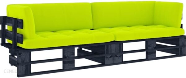 Sofa 2-Osobowa Z Palet Z Poduszkami Czarna Drewno Sosnowe