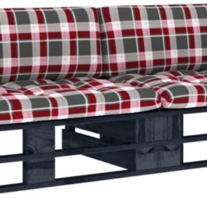 Sofa 2-Osobowa Z Palet Z Poduszkami Czarna Drewno Sosnowe