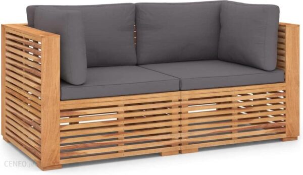 Sofa Ogrodowa Z Poduszkami Lite Drewno Tekowe 2-Os.