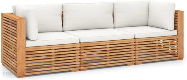 Sofa Ogrodowa Z Poduszkami Lite Drewno Tekowe 3-Os.