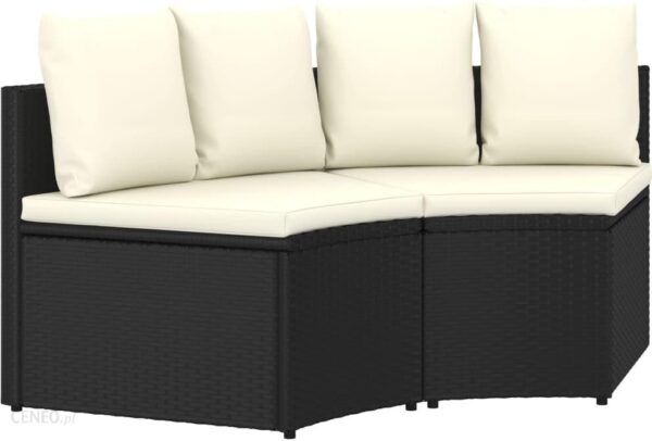 Sofa Ogrodowa Z Poduszkami Polirattan Czarna 2-Częściowa