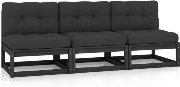 Sofa Z Poduszkami Lite Drewno Sosnowe 3-Osobowa