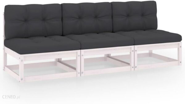 Sofa Z Poduszkami Lite Drewno Sosnowe 3-Osobowa