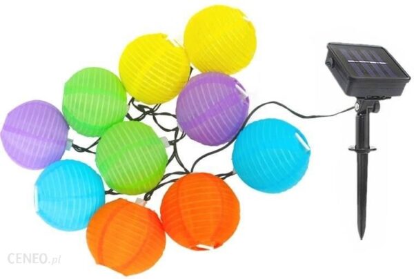Solarne Lampiony Na Sznurze 10 Led Kolorowe