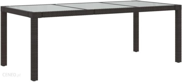 Stół Ogrodowy Brązowy 190X90X75cm Szkło I Rattan Pe