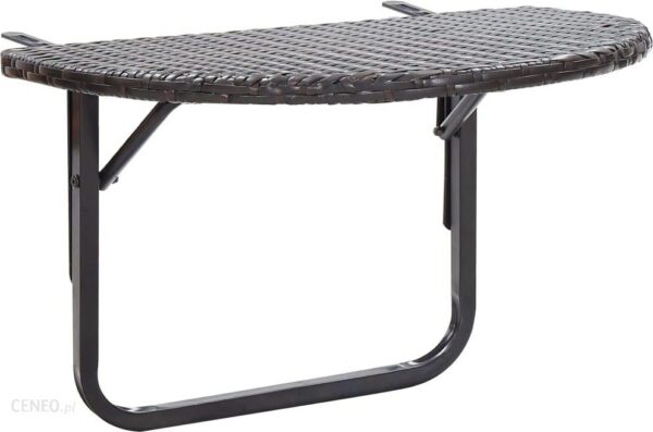 Stolik Balkonowy Brązowy 60X60X50cm Rattan Pe
