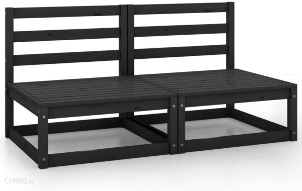 Vidaxl 2-Osobowa Sofa Ogrodowa Czarna Lite Drewno Sosnowe