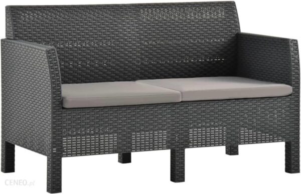 Vidaxl 2-Osobowa Sofa Ogrodowa Z Poduszkami Antracytowa Pp