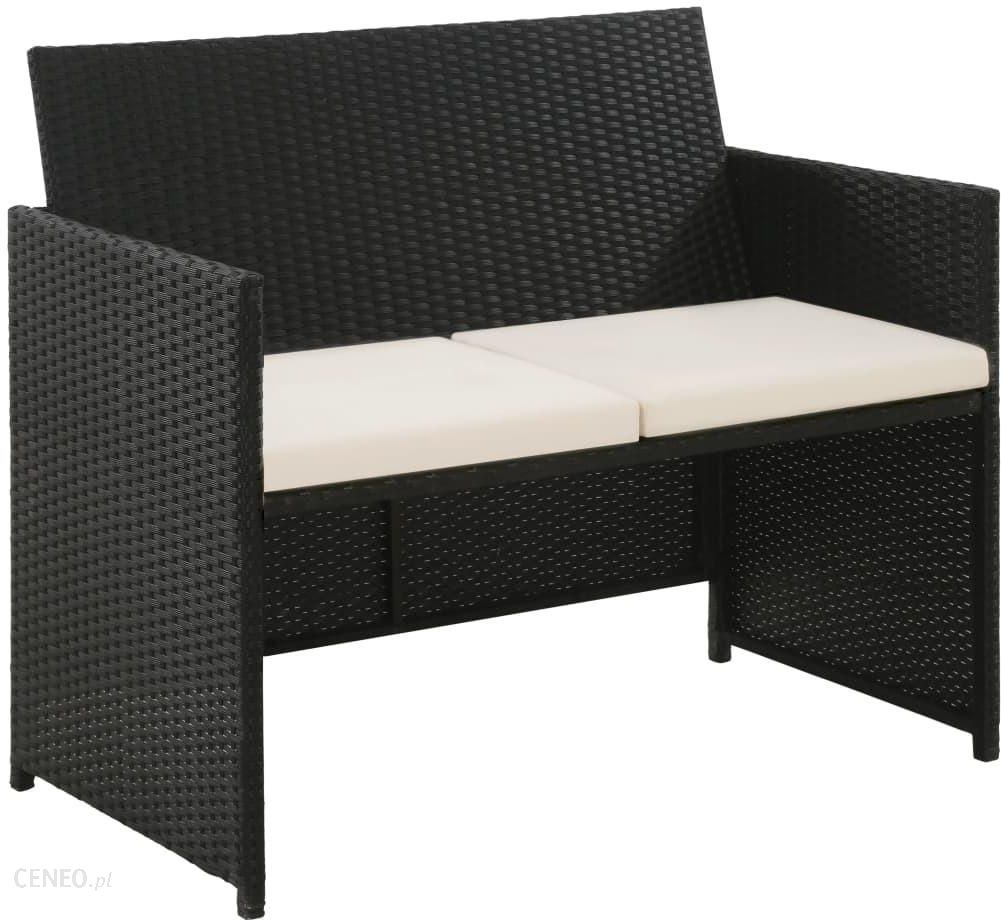 i-vidaxl-2-osobowa-sofa-ogrodowa-z-poduszkami-polirattan-czarna Vidaxl 2-Osobowa Sofa Ogrodowa Z Poduszkami Polirattan Czarna