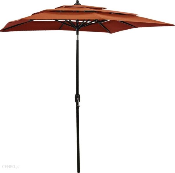 Vidaxl 3-Poziomowy Parasol Na Aluminiowym Słupku Terakotowy 2X2m