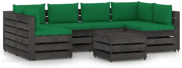 Vidaxl 7-Cz Zestaw Wypoczynkowy Do Ogrodu Z Poduszkami Drewniany wielokolorowy