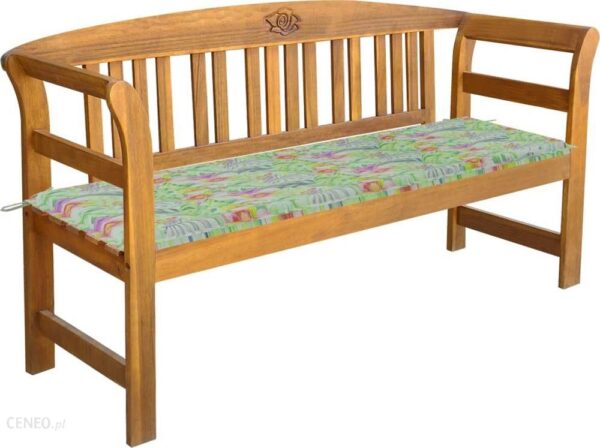 Vidaxl Ławka Ogrodowa Z Poduszką W Liście 157cm Lite Drewno Akacjowe