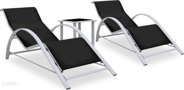 Vidaxl Leżaki Ze Stolikiem 2Szt. Aluminium Czarne