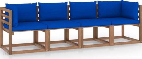 Vidaxl Ogrodowa Sofa 4-Osobowa Z Palet Poduszkami Drewno Sosnowe