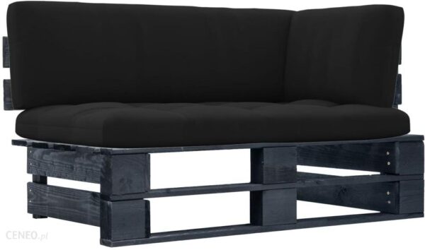 Vidaxl Ogrodowa Sofa Narożna Z Palet Czarna Drewno Sosnowe
