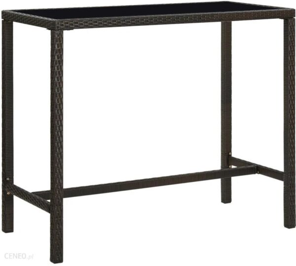Vidaxl Ogrodowy Stolik Barowy 130X60X110cm Brązowy Rattan Pe I Szkło