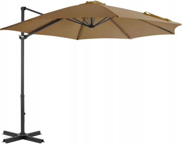 Vidaxl Parasol wiszący z aluminiowym słupkiem 300cm taupe