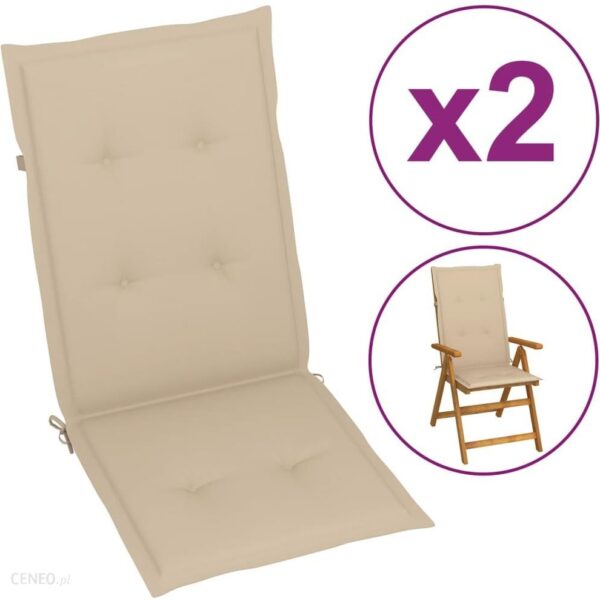 VIDAXL PODUSZKI NA KRZESŁA OGRODOWE 2 SZT BEŻOWE 120X50X3CM
