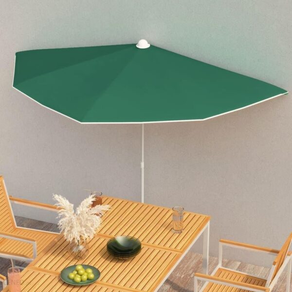 Vidaxl Półokrągły Parasol Ogrodowy Na Słupku 180X90cm Zielony
